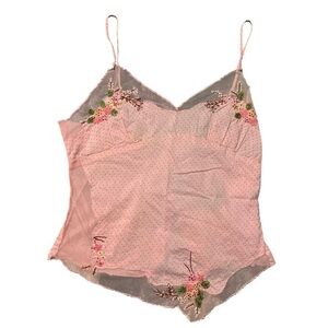 Light Pink Camisole Top with Floral Embroidery